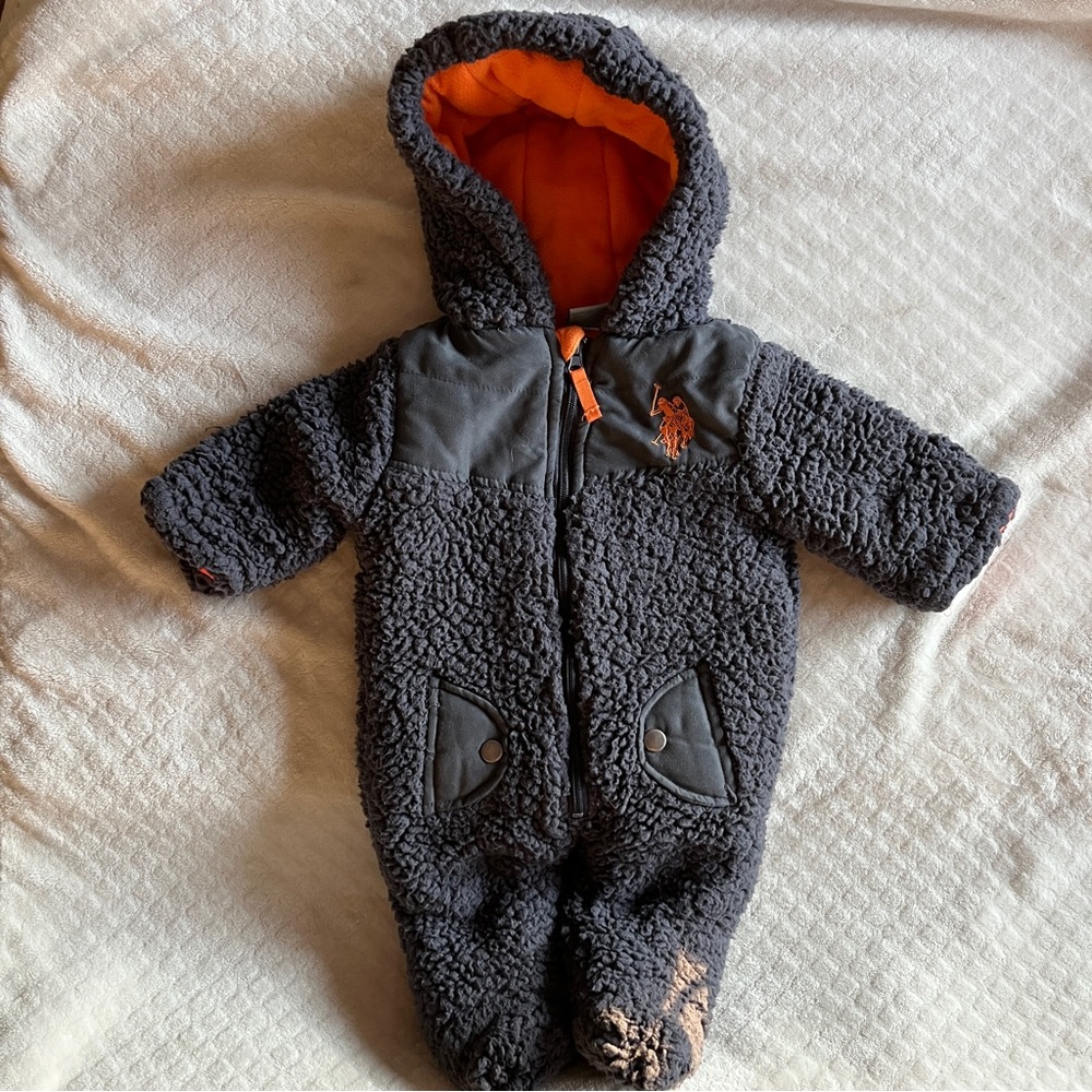 U.S. Polo Assn. Baby Fleece Lined Hooded Winter Bunting Snowsuit 6-9M